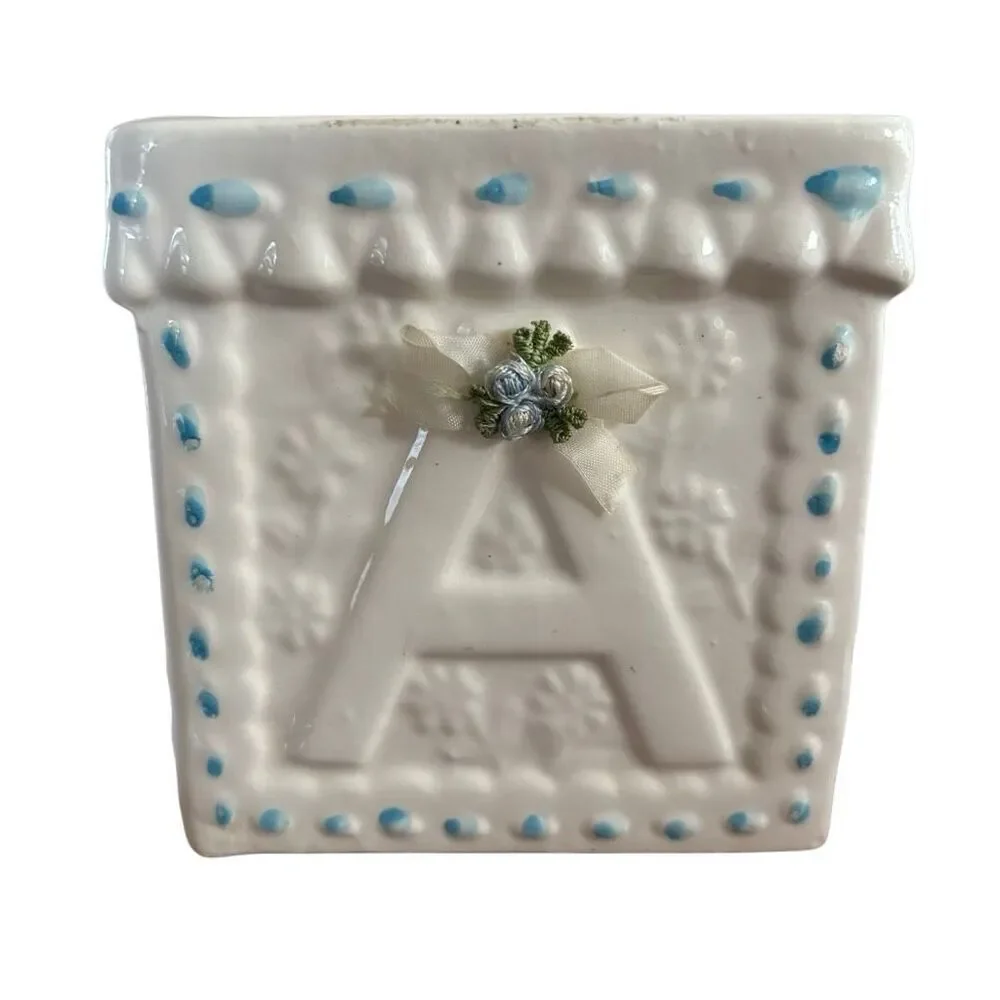 Nursery Baby Block Ceramic Planter